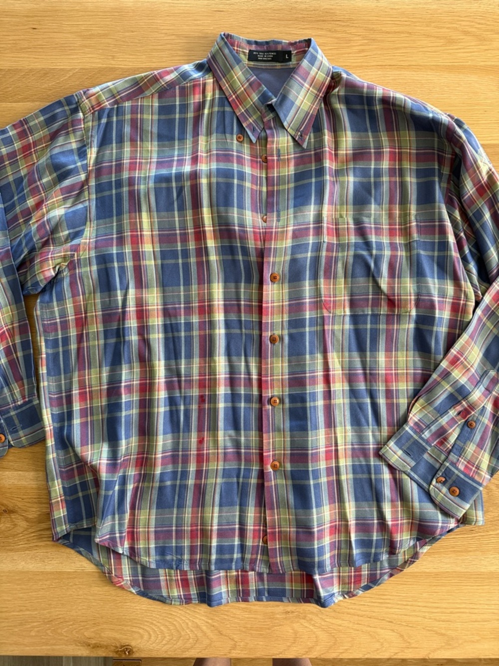 Johnnie Walker Classic Men's Plaid Button-Down Shirt in Blue and Red